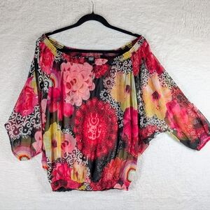 369-Desigual Multicolor Floral Blouse‎